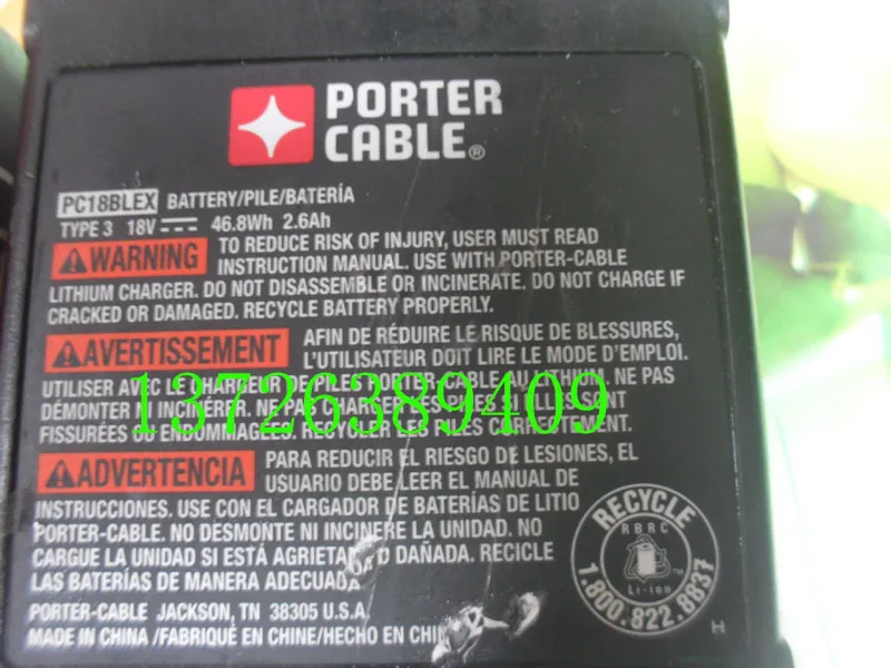 Импортировала электрический инструмент 18 В высокой емкости литиевых батарей |