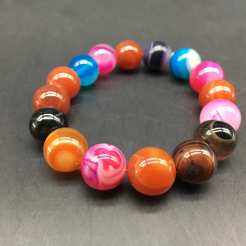 

4mm 6MM 8mm 10mm Natural Stone Beads Bracelet Women multi color rainbow Pink Blue Yellow Red Beaded Stretch Bracelets Bangles