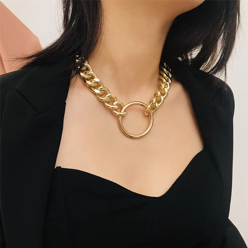 SOHOT Big Hyperbole Women Wide Chokers Necklaces Charming Gold Silver Color Party Jewelry Circle Lady Birthday Bjoux Gift | Украшения и