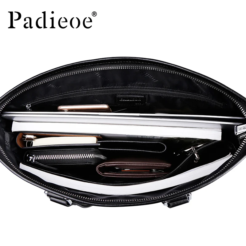 

Padieoe Famous Brand 14" Laptop Case New Design Male Briefcase Genuine Leather Men's Documents Portfolio Casual Messenger Bag