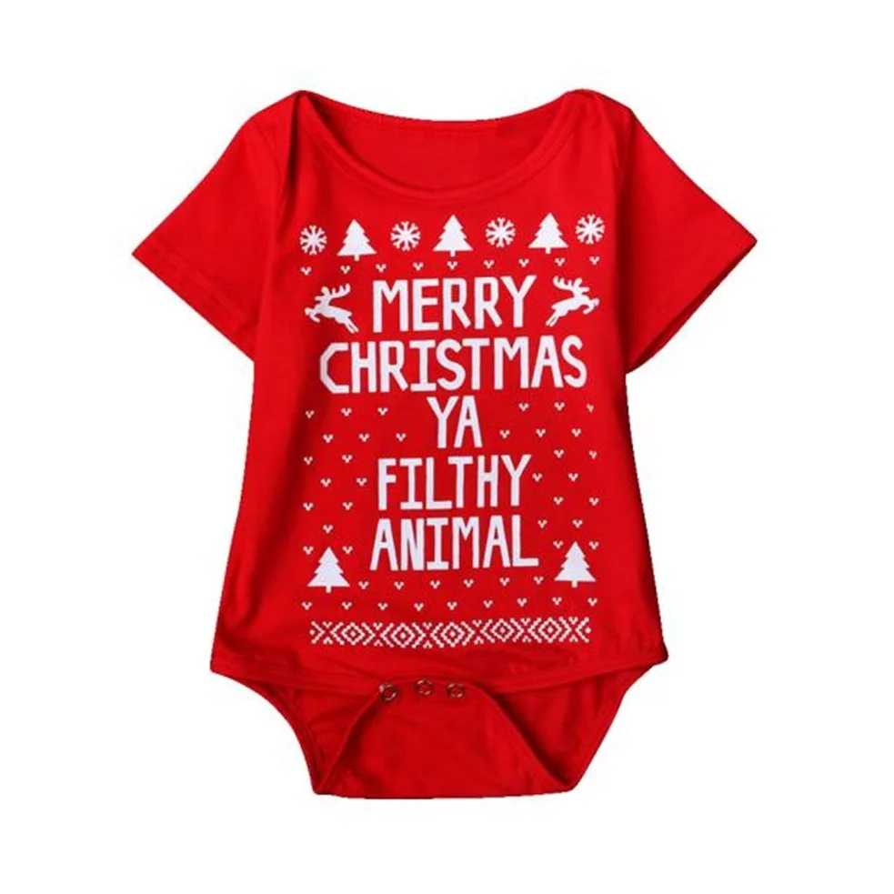 Новинка 2018 Одежда для новорожденных Рождественский комбинезон с принтом