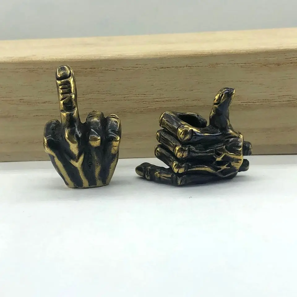 EDC Knife Beads Brass Middle Finger/ Hand Shape Lanyard Bead Paracord Tool | Спорт и развлечения