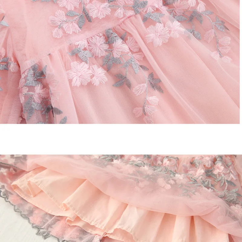 

New 2019 Newborn Baby Girls Dress Long Sleeve Embroidery Lace Baby Girls Party Dress Infant Babywear Clothing LZ004
