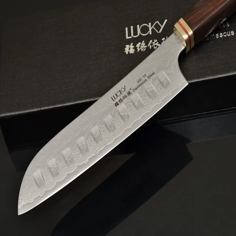 Кухонный нож Santoku шеф повара японский дамасский VG10 стальная бритва острое лезвие