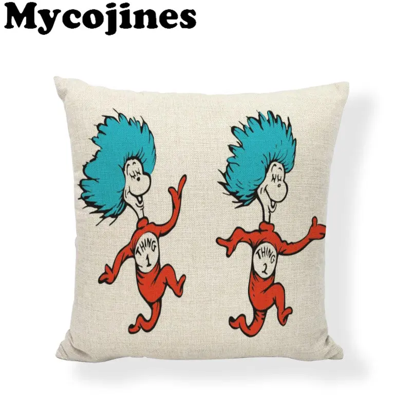 8 Акция, декоративная наволочка Dr. Seuss с изображением животных, красная полоса, для дома, спальни, дивана, автомобиля, декоративный льняной чехол для подушки с принтом - Цвет: 8