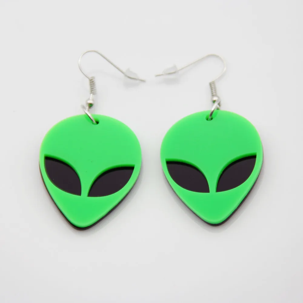 Small Alien Модные креативные акриловые блюдца человек инопланетянин серьги с надрезом преувеличены неоновый цвет большие свободные модные серьги вечерние ювелирные изделия - Окраска металла: Small Alien