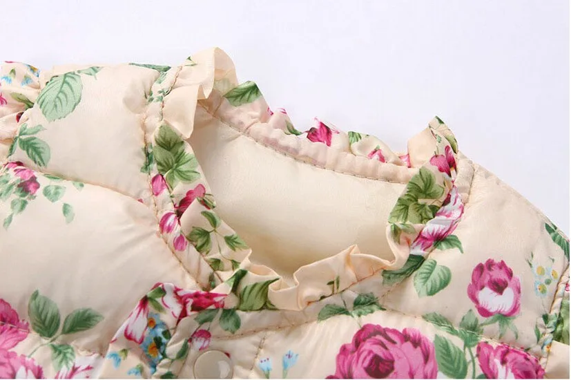 Пальто для девочек зимняя куртка жилет с милым цветочным принтом хлопковый