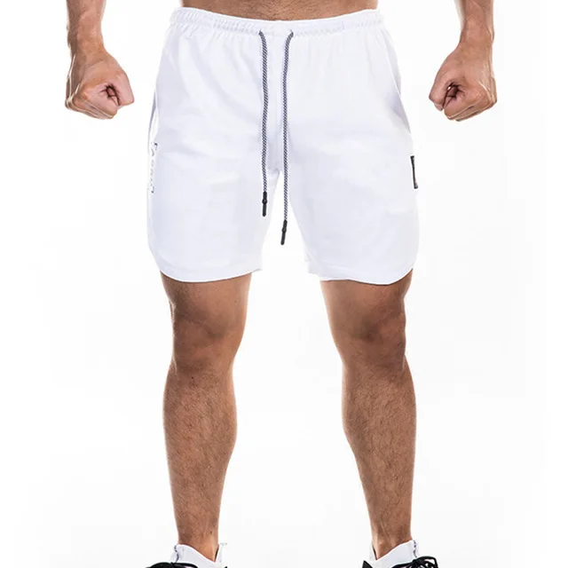 white (colour) Популярные мужские 2 в 1 Мужские шорты для бега спортивные шорты быстросохнущие тренировочные спортивные шорты для бега со встроенным вкладышем - Цвет: white (colour)