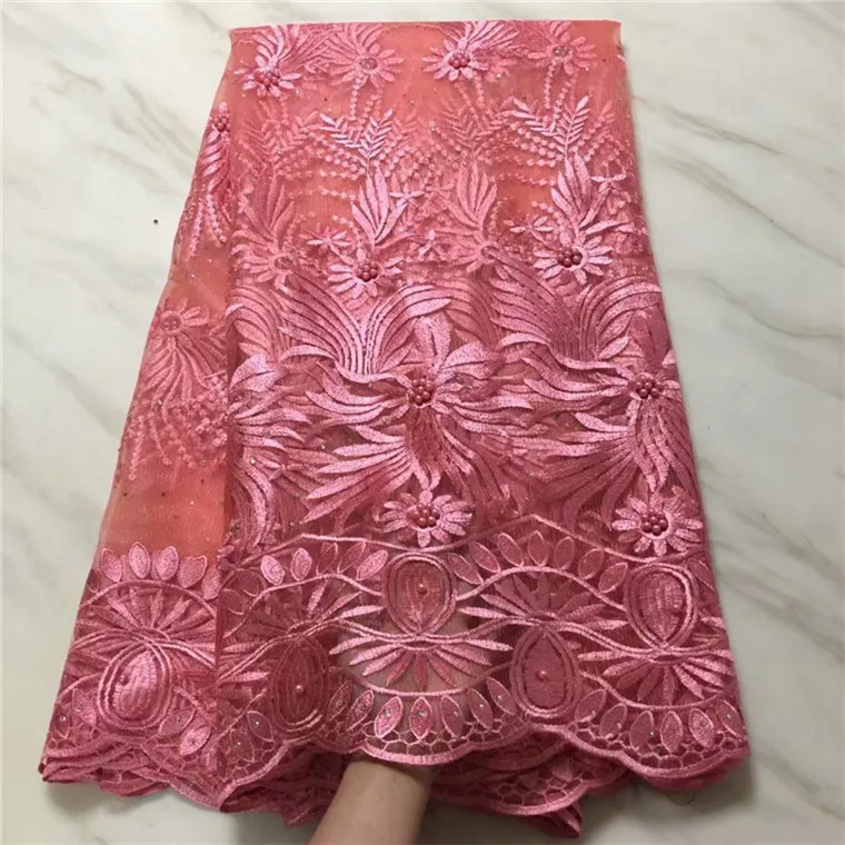 Африканская кружевная ткань белые вышитые нигерийские кружева каменные бусины