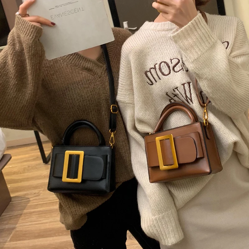 

European Vintage Fashion Small Tote bag New Quality PU Leather Women's Designer Handbag Portable Shoulder Messenger Bags