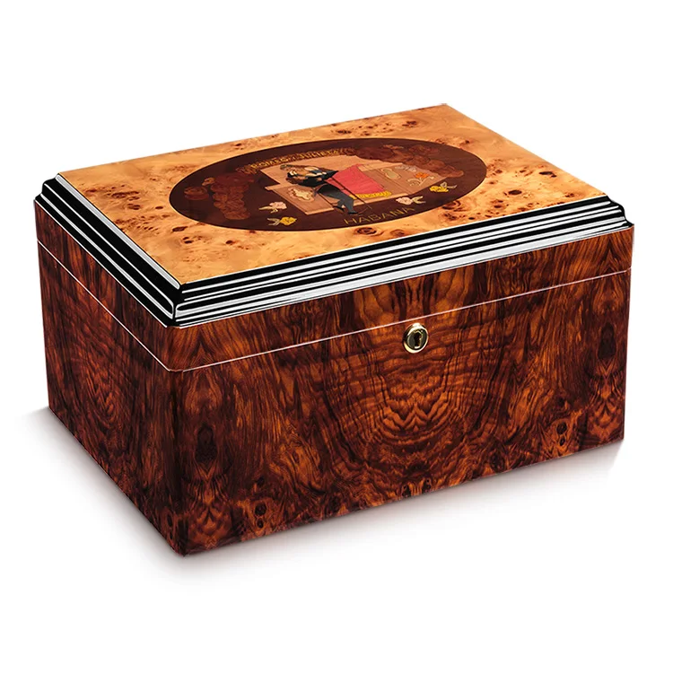 Коричневый Чехол для сигар из кедрового дерева с увлажнением, увлажнитель с гигрометром HH-1904 - Цвет: Коричневый