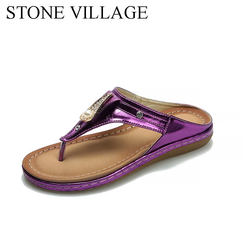 Женские повседневные туфли на плоской подошве с кристаллами Летние Нескользящие