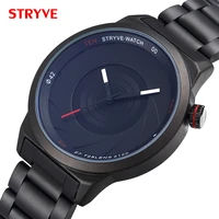 stryve 6002 brand photographer series unique camera style classic black stainless steel waterproof top luxury men wrist watches