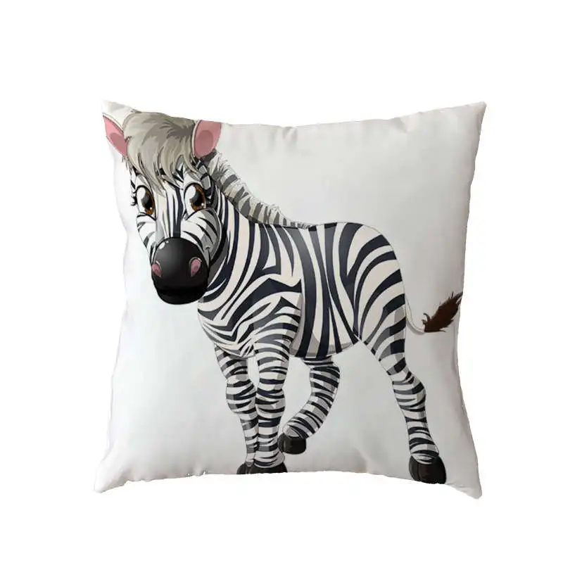 Cartoon Style Black And White Animal Pattern Cushion Set Cute Zebra 45X45Cm Home Sofa Decoration Car Pillowcase | Дом и сад