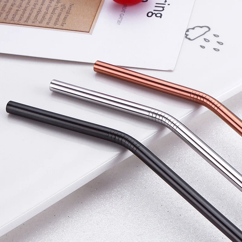 6/12mm*215mm Stainless Steel Drinking Straw Reusable Straight Metal Straws Fruit Juice Milk Eco-Friendly Bar Accessories | Дом и сад