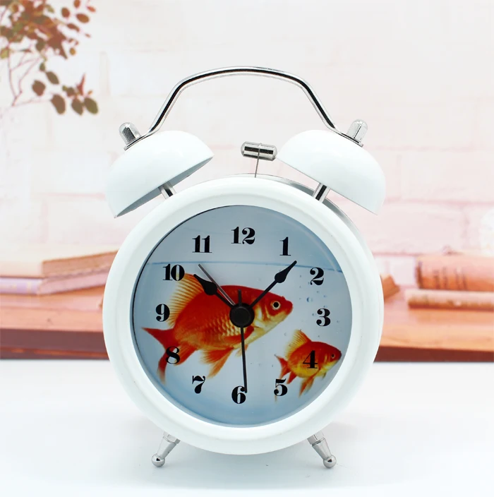 Мода творческий милый золотая рыбка чаша металлический колокол будильник