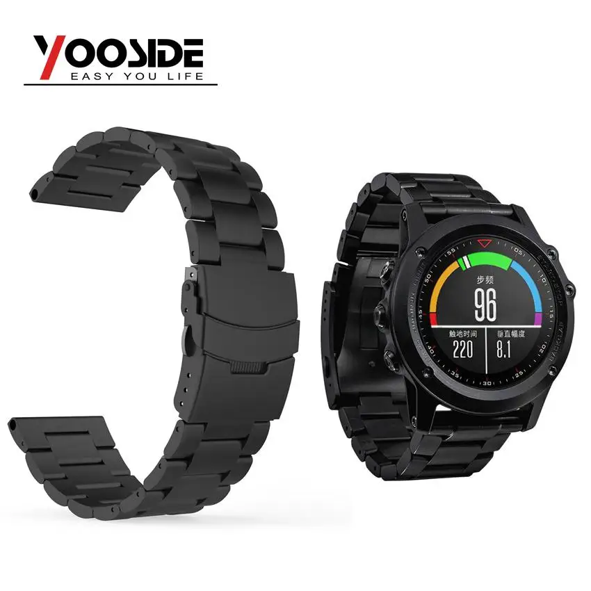 

Universal 26mm Stainless Steel Watch Band Strap Wrist Bracelet for Garmin Fenix 5X/Fenix 3/Fenix 3 HR/D2 Charlie/ Descent Mk1
