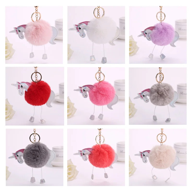 Скандинавский Пушистый Единорог брелок из искусственного меха кролика помпон