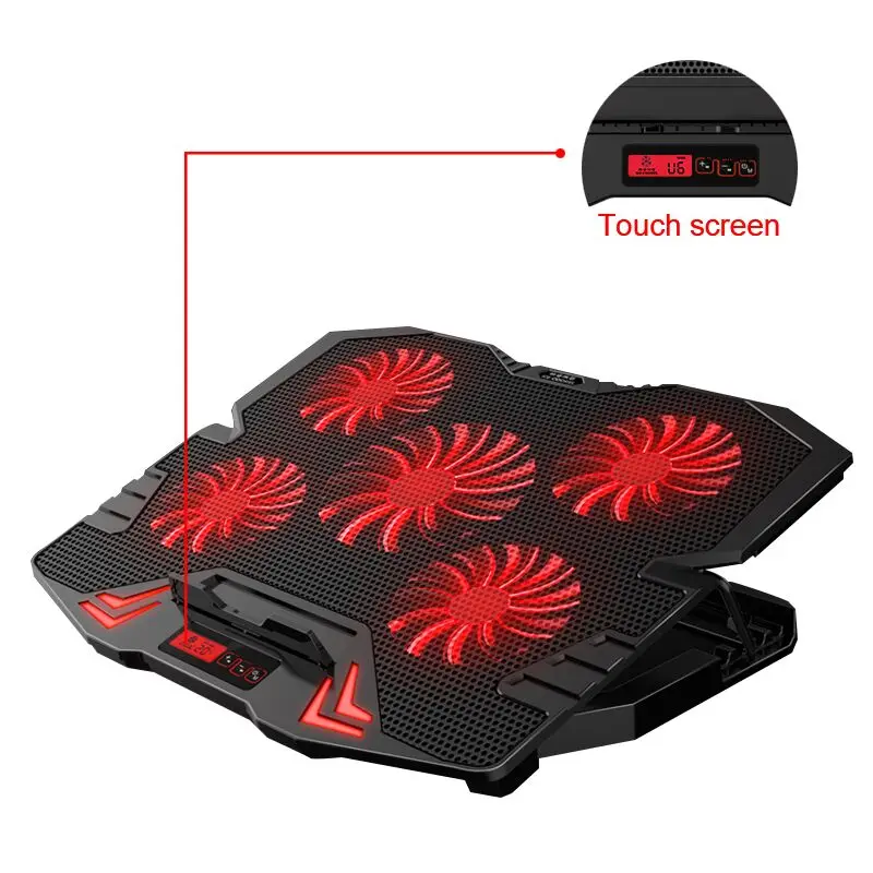 Red Touch screen Кулер для ноутбука 2 usb-порта и пять охлаждающих вентиляторов охлаждающая подставка для ноутбука Подставка для ноутбука 12-17 дюймов для ноутбука - Цвет: Red Touch screen
