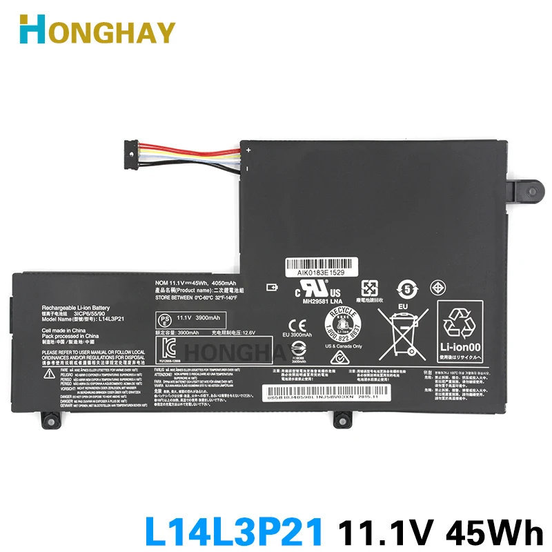 Аккумулятор для ноутбука HONGHAY L14L3P21 L14M3P21 Lenovo Edge 2 1580 FLEX 3 1570 Flex3 14 ALEI Yoga 500 14ISK 14IBD 11 1 V