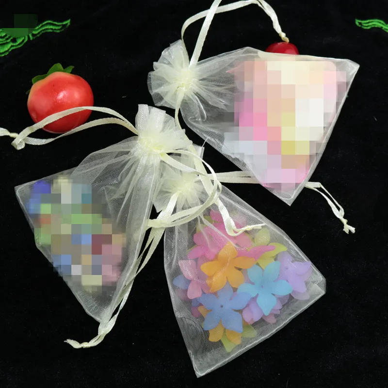 10 шт., 7x9 см, 9x12 см, 10x15, 13x18 см, Подарочный мешок из органзы, рождественские мешочки для украшений на Хэллоуин, свадебные украшения, принадлежности для дня рождения, вечеринки - Цвет: D3 Beige White