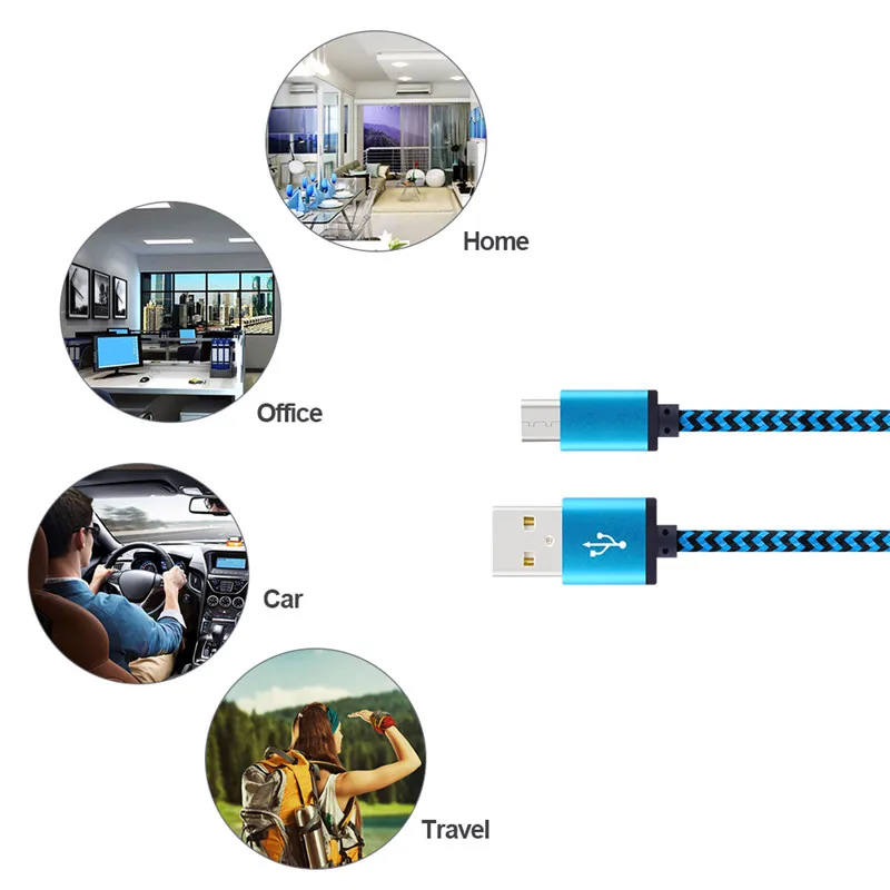 Нейлоновый Micro USB-кабель для быстрой зарядки 20 см 1 м 2 | Мобильные телефоны и
