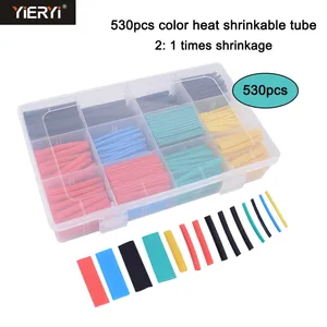 Yieryi 530 шт. 2:1 Полиолефиновая термоусадочная трубка с изоляцией провода и кабеля комплект трубок без галогенов