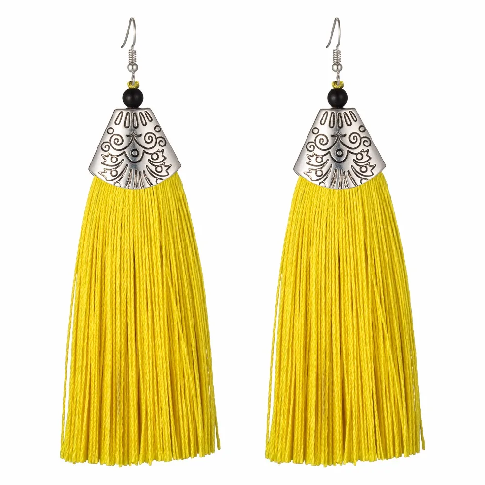 Богемные Подвесные серьги FNIO с кисточками женские эффектные хлопковые ручной