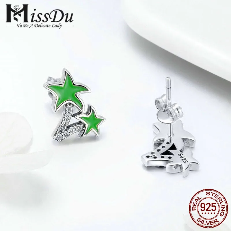 Модные новые серьги гвоздики из серебра 925 пробы с кокосовой пальмой и зеленой