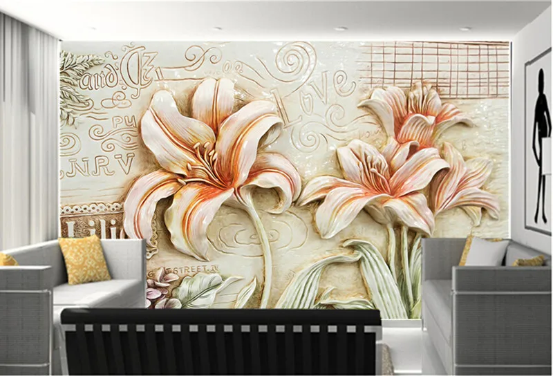 The custom 3D murals Beautiful retro lily flower wallpaper papel de parede living room sofa TV wall bedroom paper | Обустройство дома