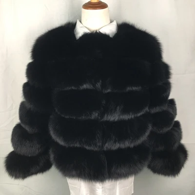 Черный Topfur White Fox Real Fur Female Coat Women Short Winter Fur Leather Jacket Clothes Outerwear Natural Fox Fur Coats For Women - Цвет: Черный