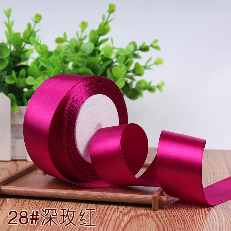 Hot rose 25 ярдов 6/10/15/20/25/40/50 мм атласными лентами DIY искусственный шелк розы Ремесла поставок швейной фурнитуры Скрапбукинг Материал - Цвет: Hot rose