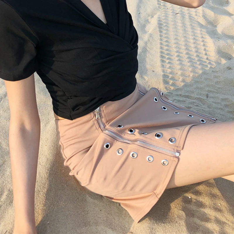 BGTEEVER Bodycon High Waisted Side Zipper Metal Holes Mini Skirts Women Slim Short Pencil Summer 2018 Casual Bottoms | Женская одежда