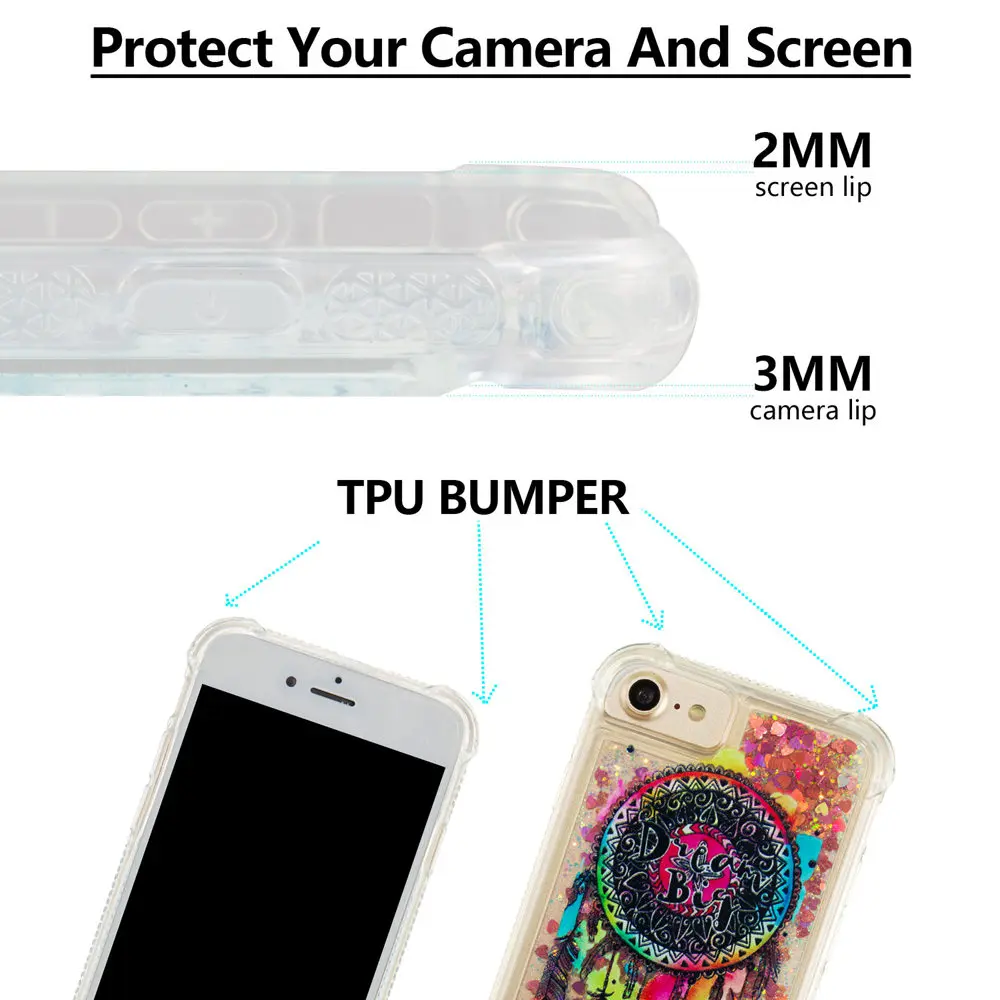 Glitter Stars Phone Cover for Apple iPhone 7 A1778 A1779 Dynamic Liquid Debris Quicksand Back Case 8 A1905 A1906 |