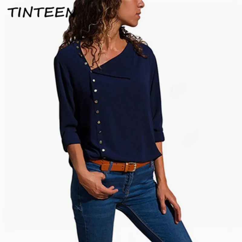 TINTEEN 2019 Для женщин блузка рубашка с длинным рукавом корейская мода Демисезонный