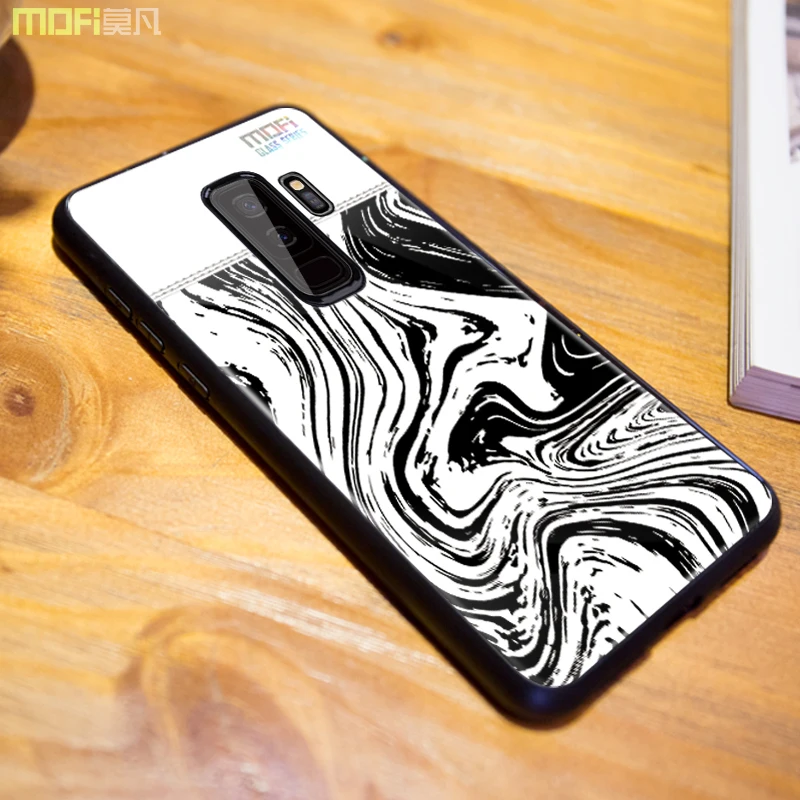 For samsung s9 case Mofi for plus glass hard marble grain black white galaxy |