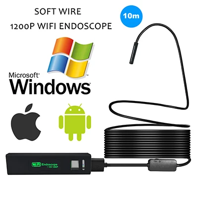 PROSTORMER 8 мм эндоскоп с Wi-Fi и Камера 720/1200P бороскоп Softwire Водонепроницаемый мини-эндоскоп для Android iphone 2/3. 5/5/10M 3 - Цвет: 1200P softwire 10M