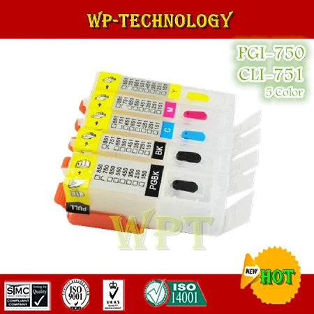 5 цветов пустой картридж для PGI750 CLI751 подходит Canon IP7270 MG5470 MX727 MX927 MG5570 MG6470 с чипами