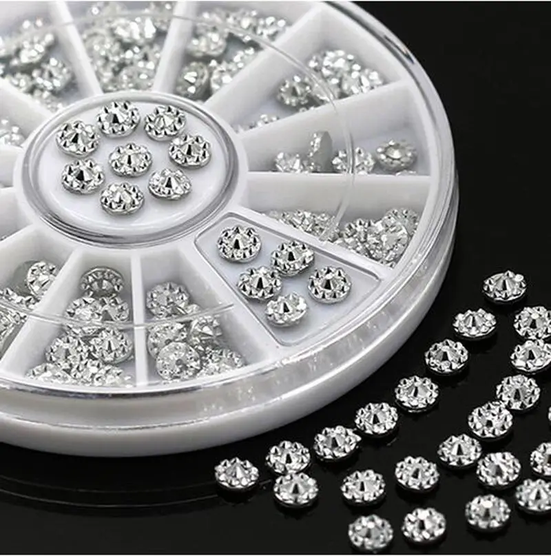 4 мм акрил Шпильки горный хрусталь Дизайн ногтей колеса Наклейки DIY совет