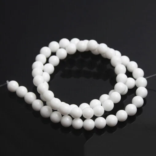 White Натуральный камень бисер розовый кварц Агаты тигровый глаз бирюзы Круглые бусины для самостоятельного изготовления ювелирных изделий браслет 4/6/8/10/12 мм - Цвет: White