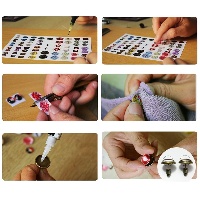 Женский полусферический кабошон плоская спина с кристаллами увеличительная