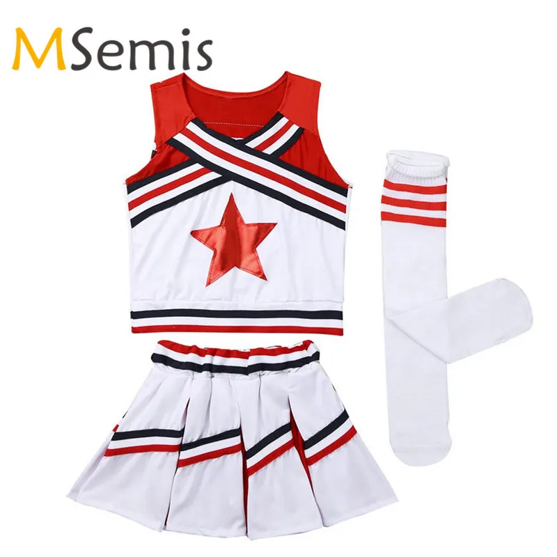 Костюм Группы поддержки для девочек детские топы платье гимнастики с