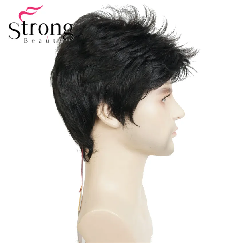 StrongBeauty Manly короткие коричневые смешанные со светлыми пушистыми прямыми полнометражными плавными термостойкими парик из синтетического материала для мужчин - Цвет: #2