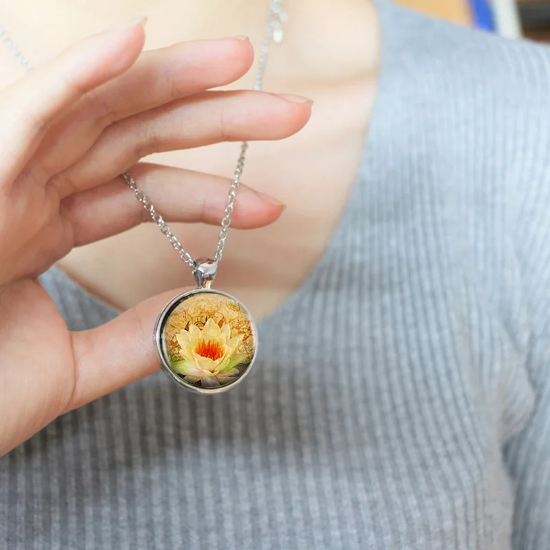 Лидер продаж Золотой лотос ожерелье-подвеска с логотипом в виде лотоса Йога