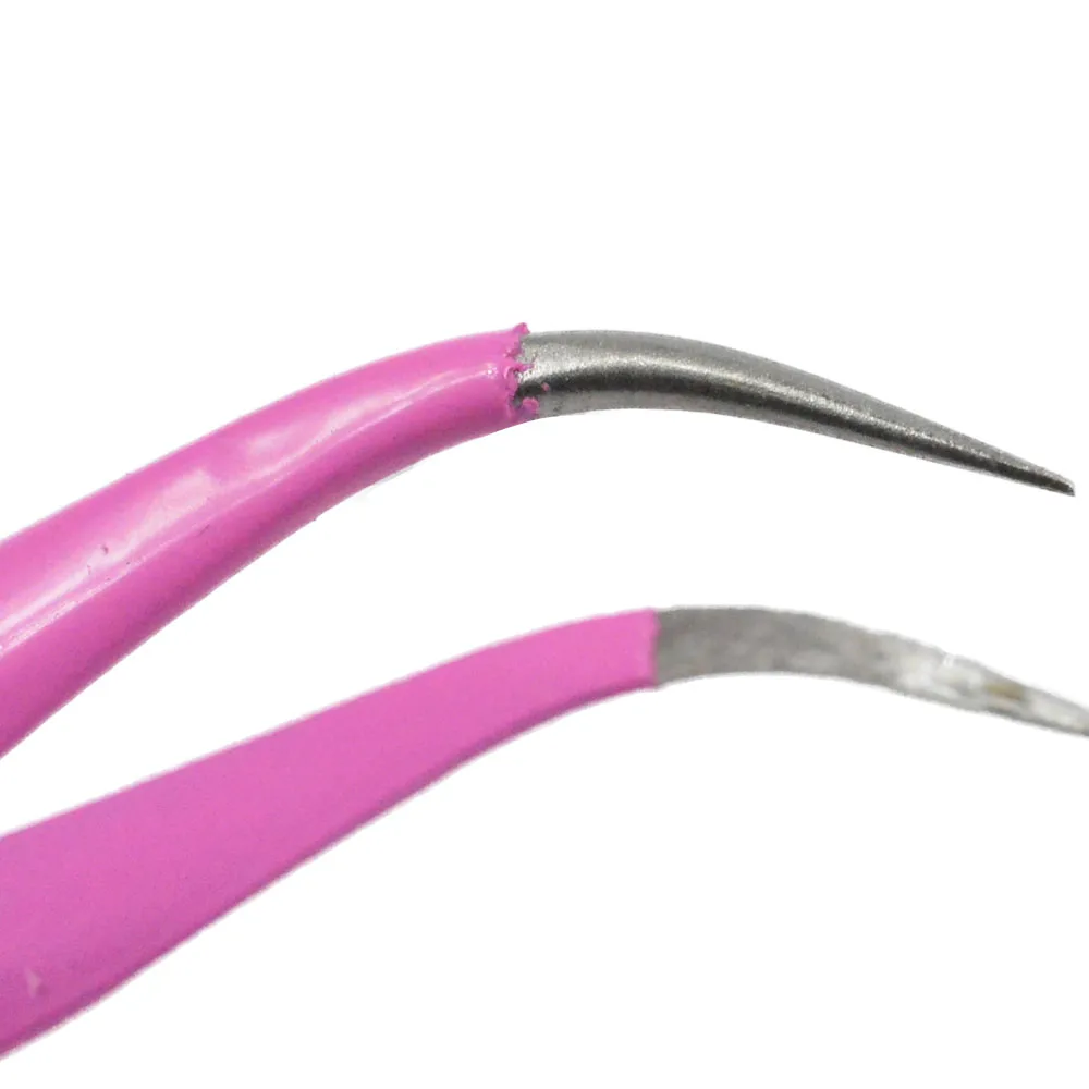 Прямые + изогнутые пинцеты для бровей нейл-арта розовые щипчики пикера стразы