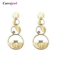 carvejewl long earrings crystal rhinestone cubic zirconia round half circle earrings for women jewelry fashion european earrings