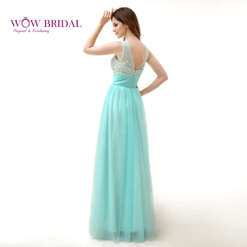 Изящное мятно-зеленое платье Wowbridal для выпускного вечера 2021 прозрачное шифоновое