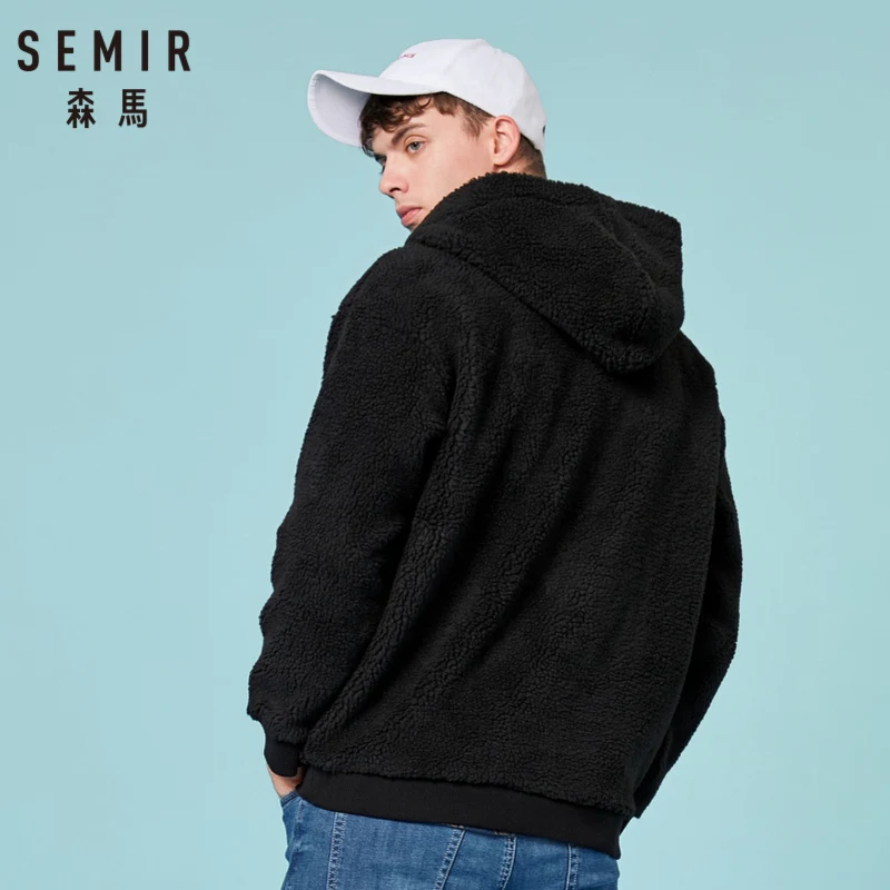 SEMIR Мужская толстовка из флиса с принтом капюшоном на молнии 100% хлопковой