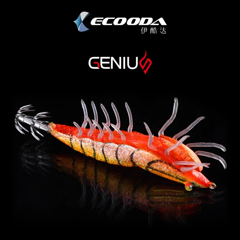 Ecooda Genius90mm 20 г 3,5# крючок 75 мм 12 г 3,5# тонущий крючок Squality крючок для наживки Рыбалка светящиеся приманки Egi наживка для кальмара приманки