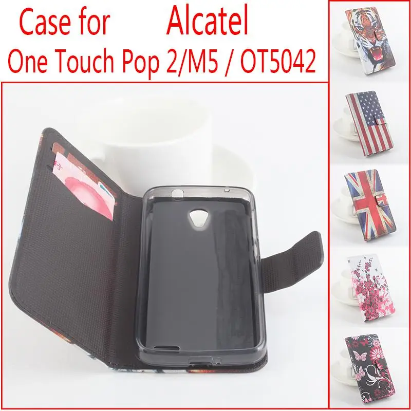 Брендовый мобильный телефон чехол s из натуральной кожи Alcatel One Touch 2 M5 OT5042 кошелек